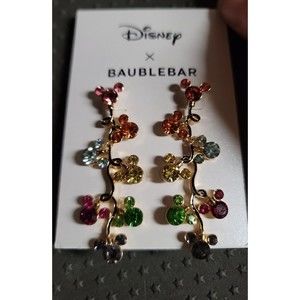 Disney Baublebar Dangle earrings with Mickey Mouse ears along a 2 inch vine.
